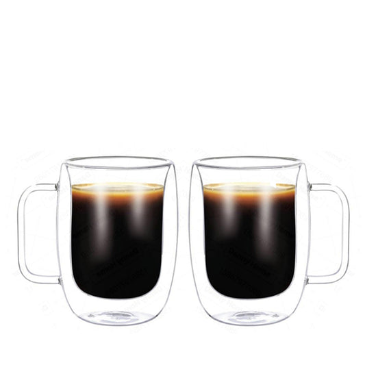 300ml Double Wall Glass Mug Pack of 2