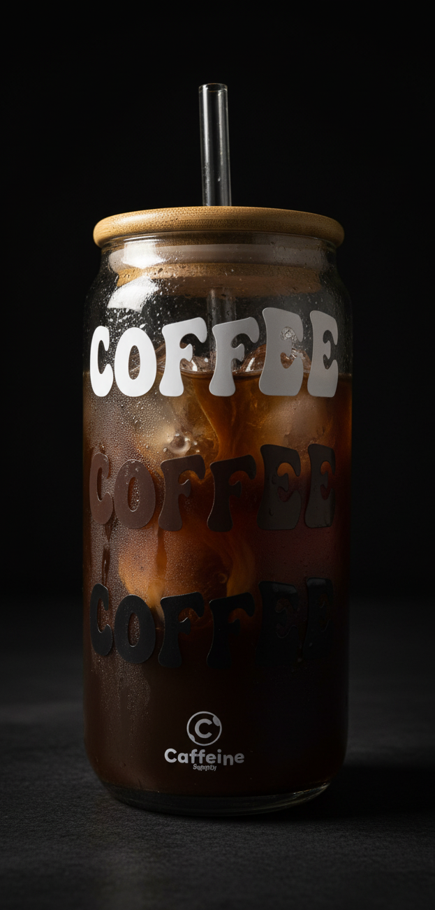 Caffeine & Co Ice Coffee Glass with Lid & Straw