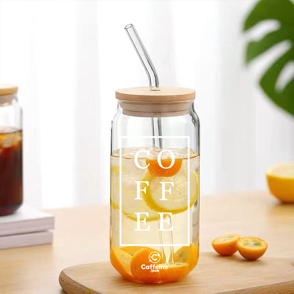 Caffeine & Co Ice Coffee Glass with Lid & Straw