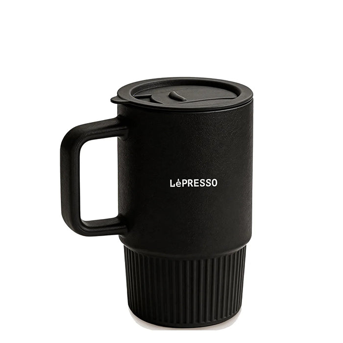 Porcelain Mug with Lid Black