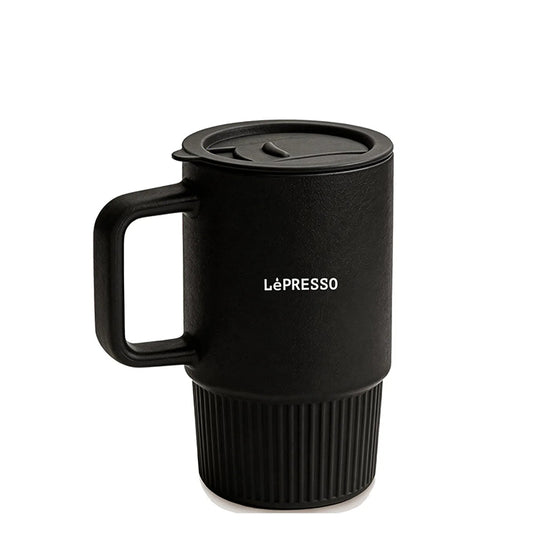 Porcelain Mug with Lid Black