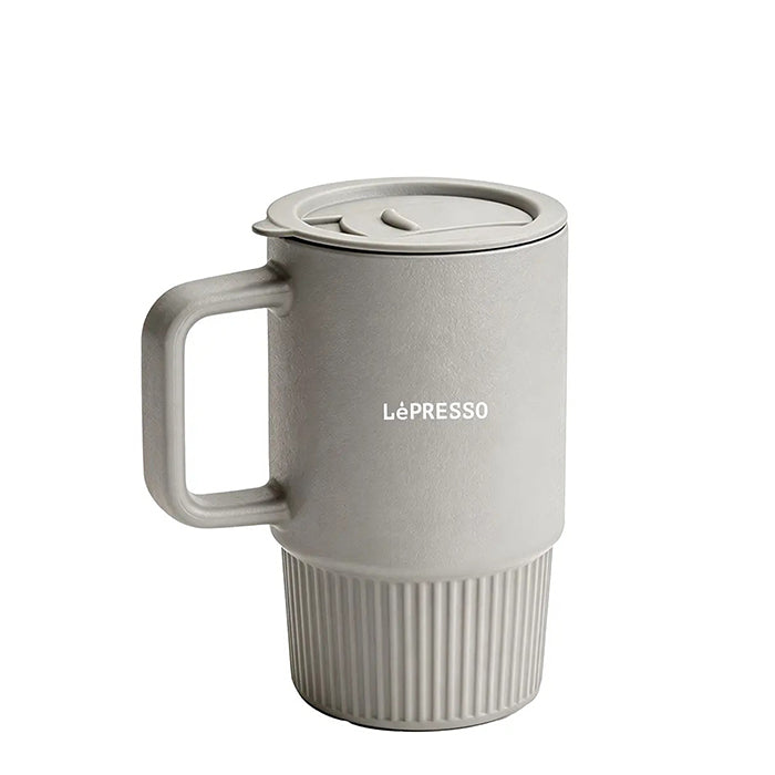 Porcelain Mug with Lid Beige
