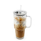 1L Glass Tumbler with Straw