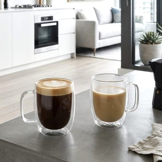 300ml Double Wall Glass Mug Pack of 2