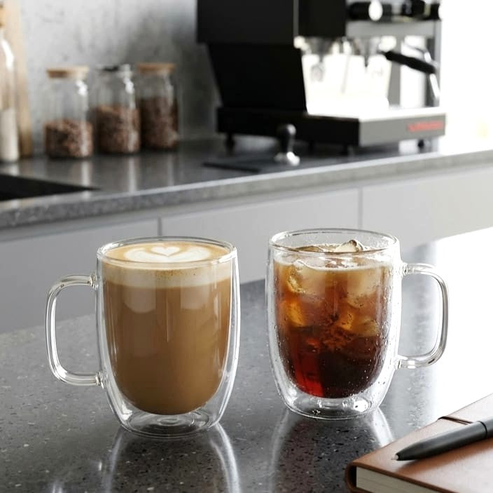 300ml Double Wall Glass Mug Pack of 2