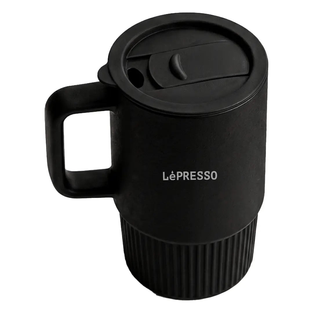 Porcelain Mug with Lid Black