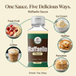 Raffaello Sauce infographic with five labelled serving ideas