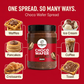 Square red Choco Wafer Spread infographic featuring toast and five other serving ideas